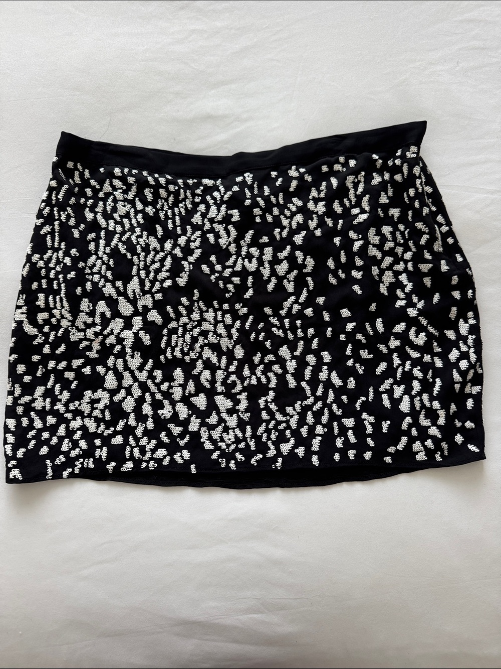 Haute Hippie Black Mini Skirt with Silver Sequin Detail